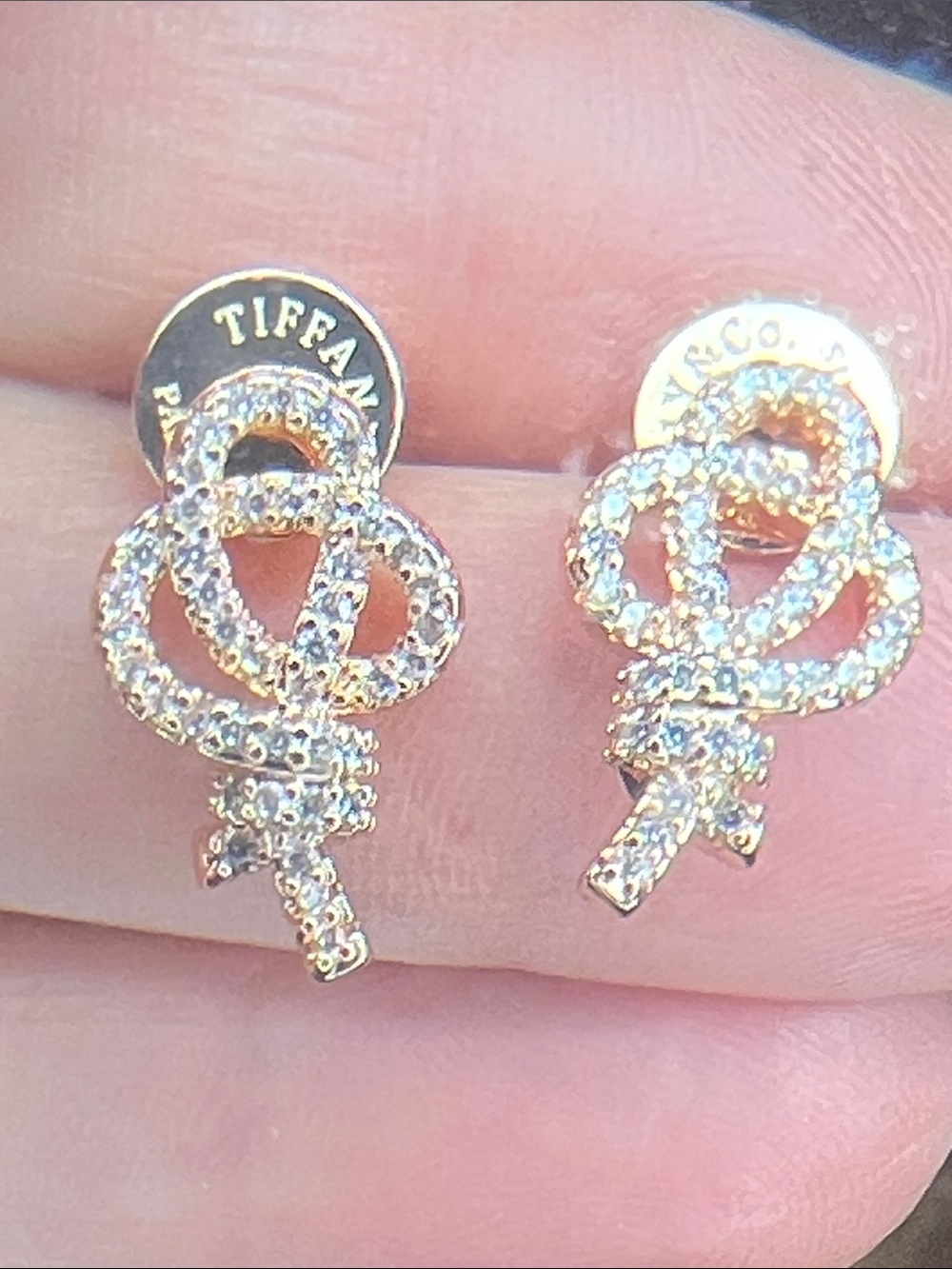 Rose Gold Pavé Knot Stud Earrings